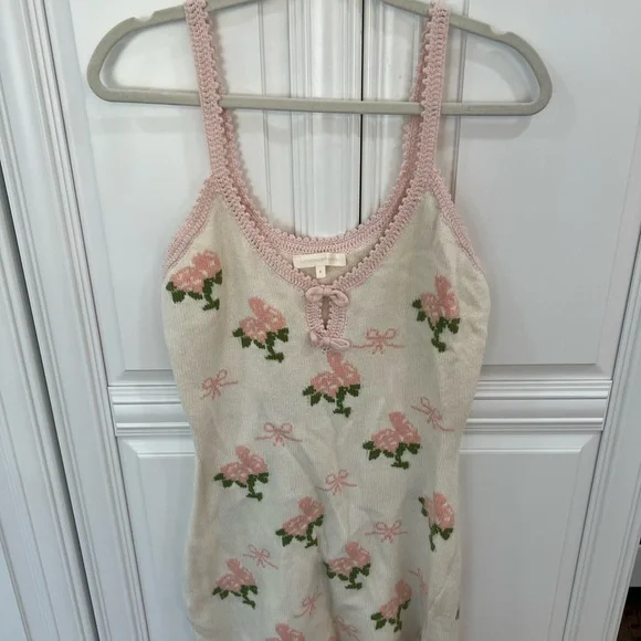 LoveShackFancy Cream and Pink Floral Cardigan Set - Picture 5 of 9